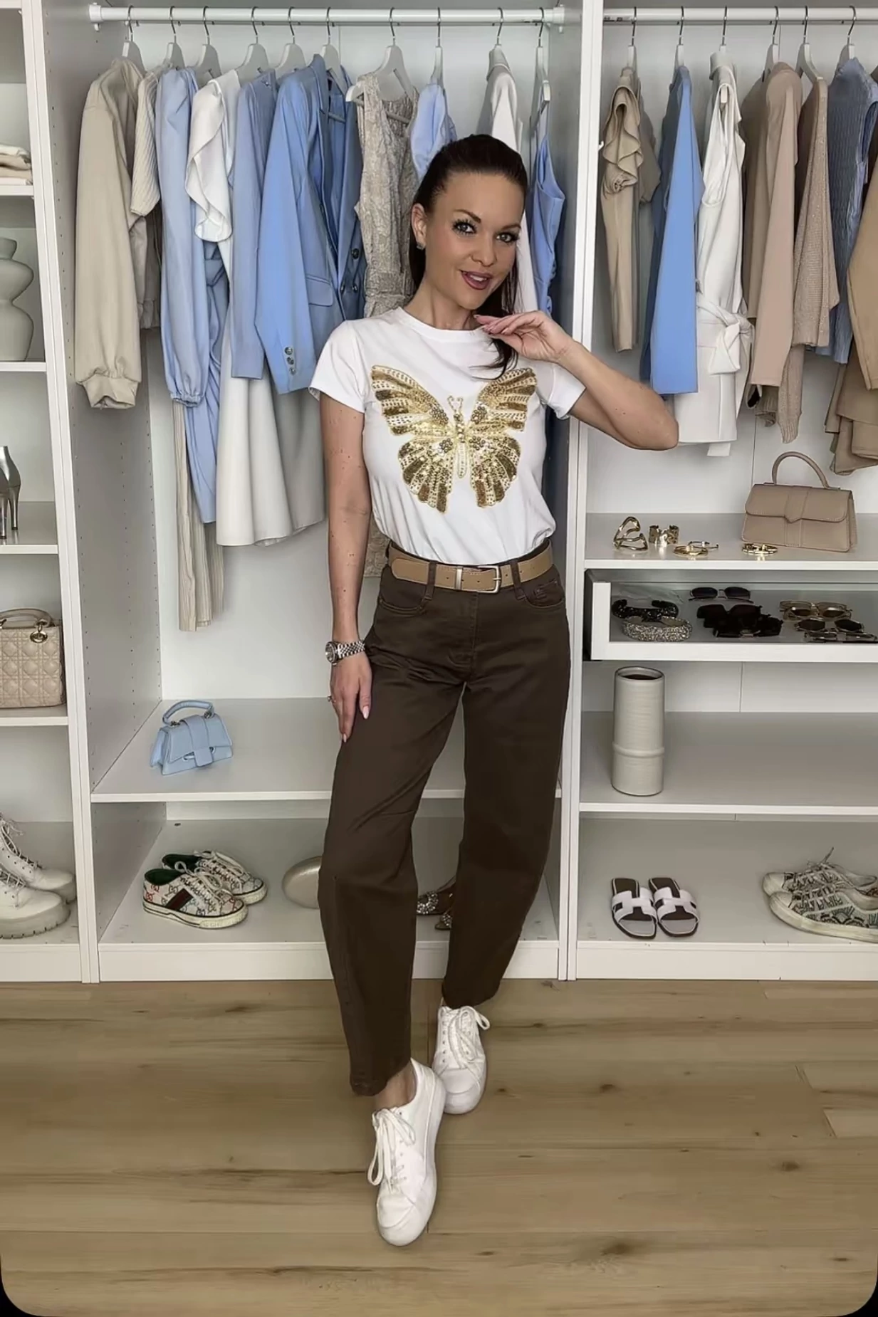 Különleges pillangómintás pamut felső