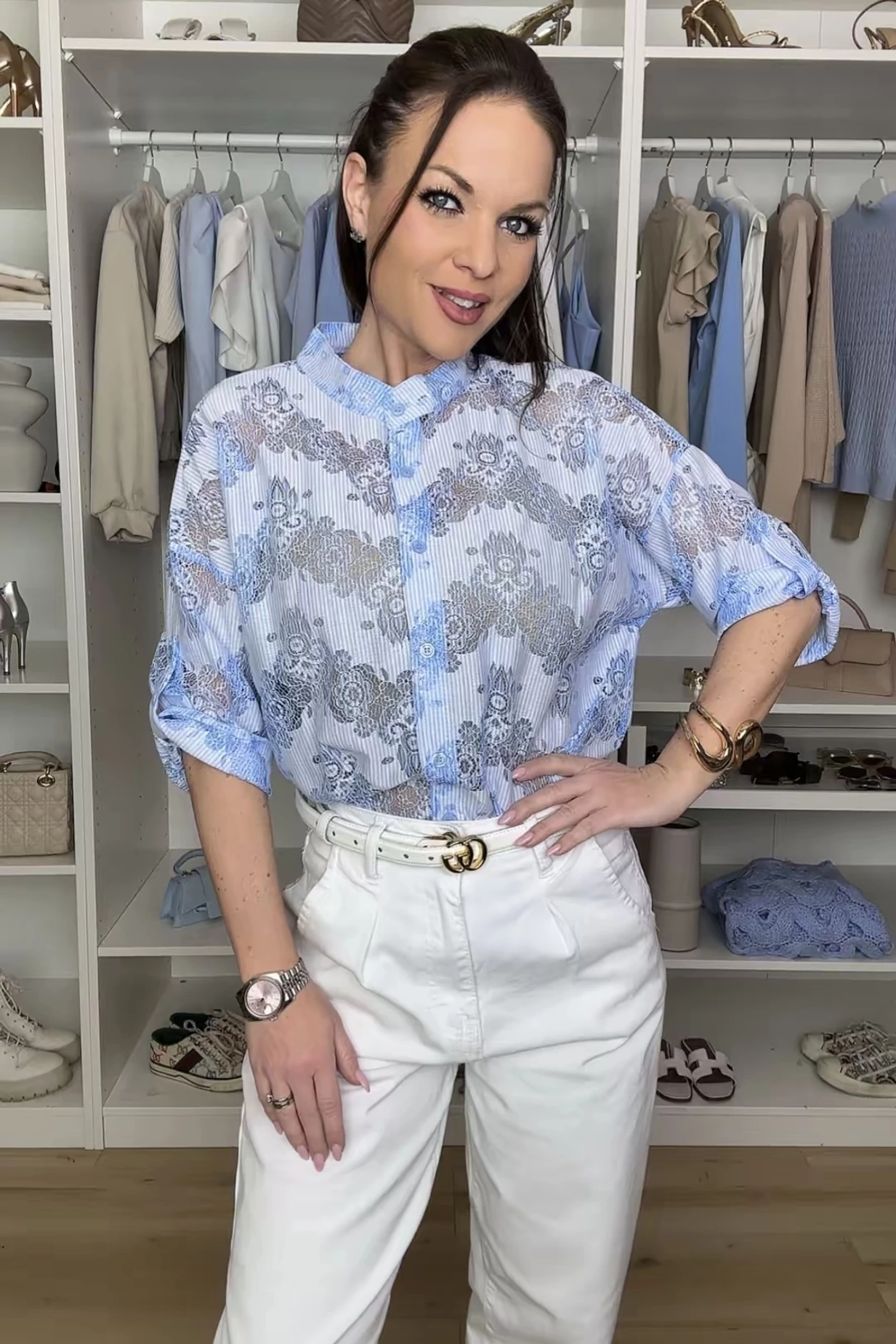 Áttört csipke mintás blúz