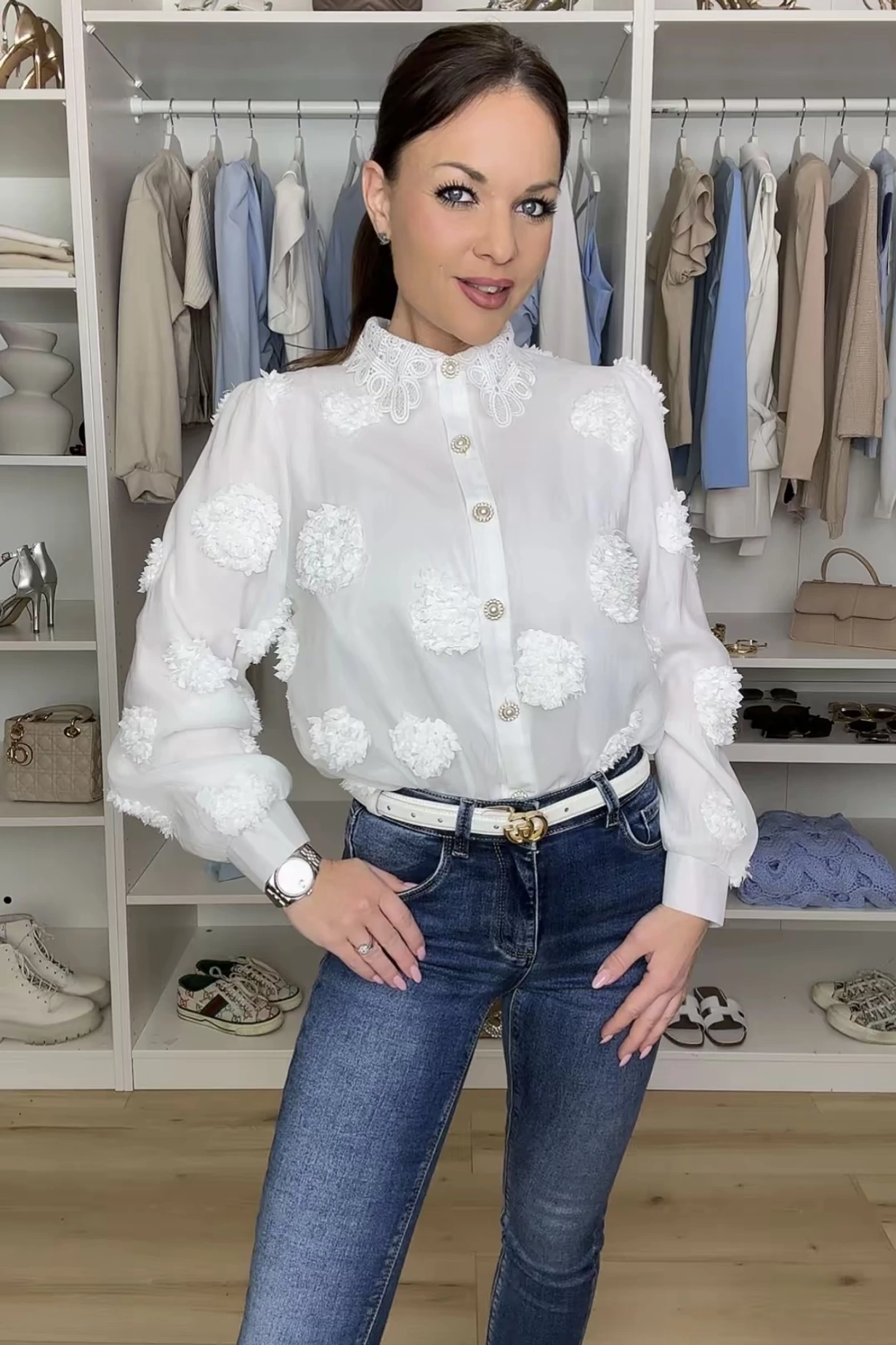 Mélanie különleges anyagú ingblúz