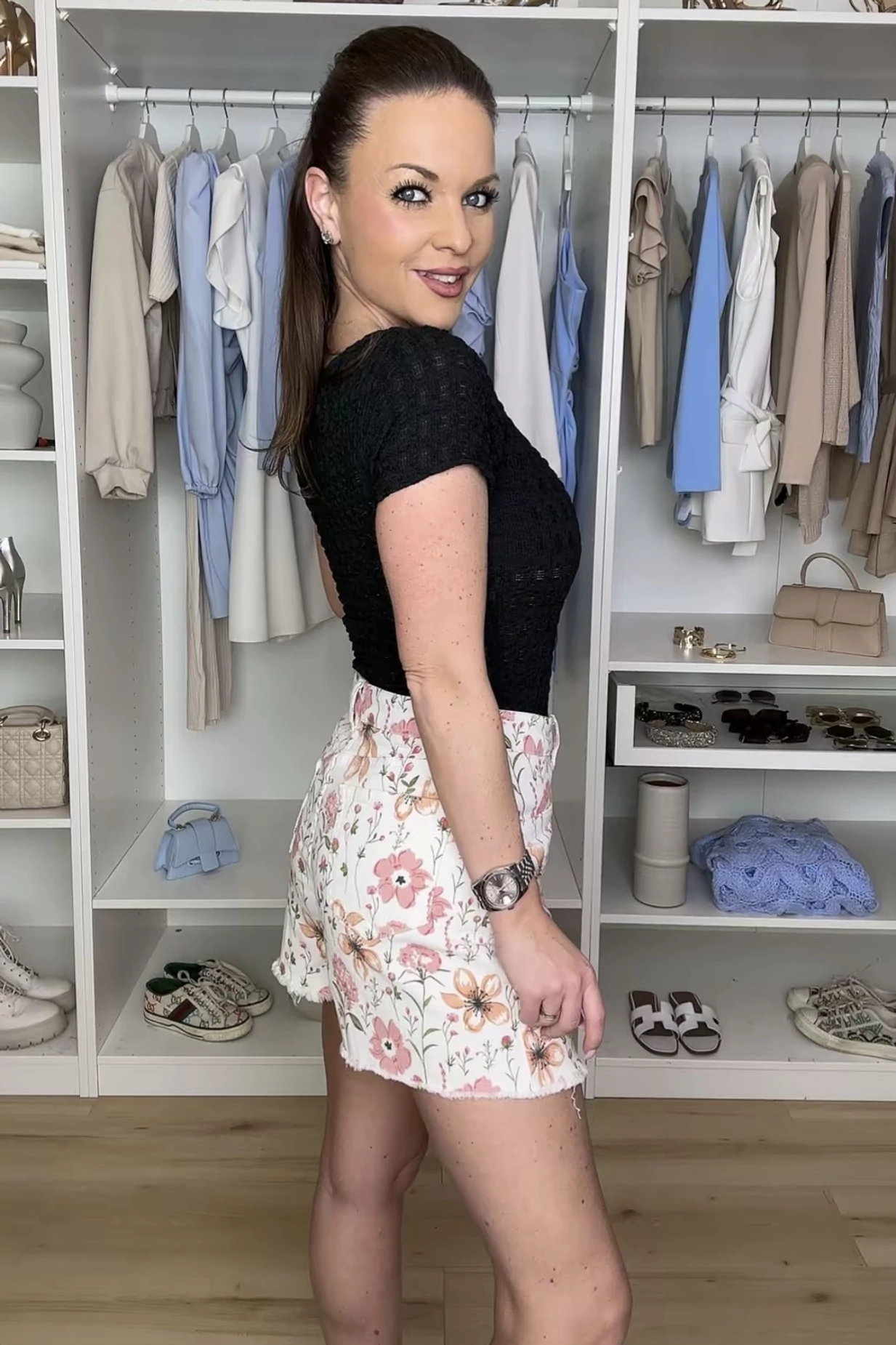 Virágos farmer skort